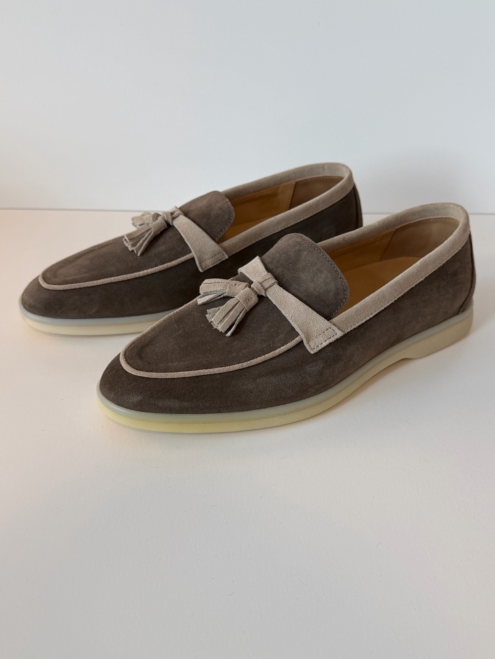 Scarosso Leandra Loafer in Brown and Cream Suede, Size 41 (US 11)